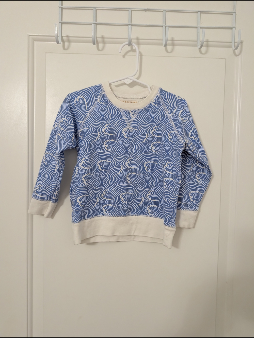 The Beaufort Bonnet Co 3T Blue Wave Print Sweatshirt Pullover